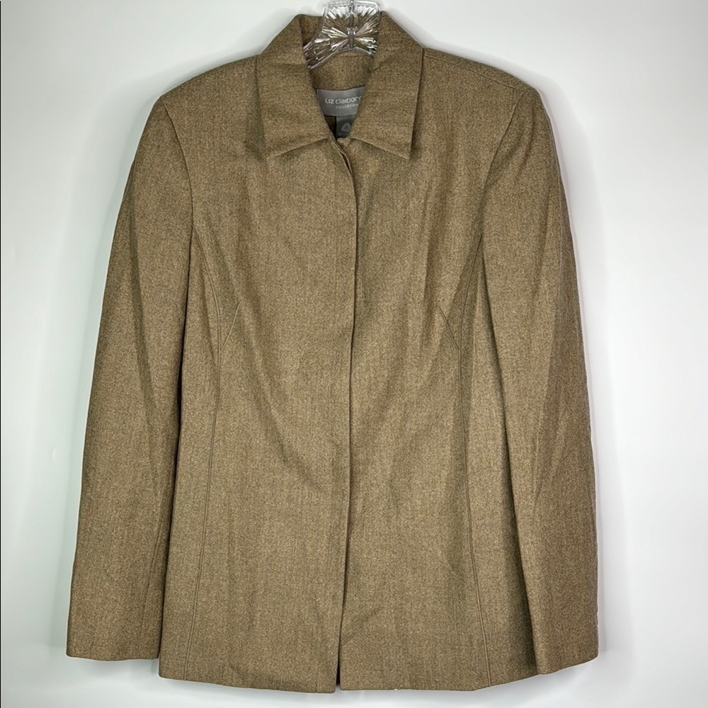 Liz Claiborne Woolmark Blend Tan Blazer Jacket Size 6